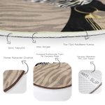 - RealHomes Dijital Baskılı Kaymaz Tabanlı Comfort Yuvarlak Halı - Realhomes  Vizon Zeminde Zenci Kadın Tasarımlı Modern Kahverengi Salon ve Oturma Odası Yıkanabilir Kaymaz Tabanlı Yuvarlak Halı Realhomes