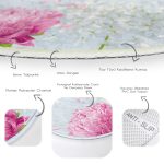 - RealHomes Dijital Baskılı Kaymaz Tabanlı Comfort Yuvarlak Halı - Realhomes  Mavi Zeminde Fuşya Beyaz Ortanca Çiçeği Dijital Baskılı Lacivert Mutfak Yıkanabilir Kaymaz Tabanlı Yuvarlak Halı Realhomes