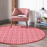 - RealHomes Dijital Baskılı Kaymaz Tabanlı Comfort Yuvarlak Halı - Realhomes  Özel Tasarım Kırmızı İkat Desenli Dijital Baskılı Bordo Salon ve Oturma Odası Yıkanabilir Kaymaz Tabanlı Yuvarlak Halı Realhomes