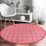 - RealHomes Dijital Baskılı Kaymaz Tabanlı Comfort Yuvarlak Halı - Realhomes  Özel Tasarım Kırmızı İkat Desenli Dijital Baskılı Bordo Salon ve Oturma Odası Yıkanabilir Kaymaz Tabanlı Yuvarlak Halı Realhomes