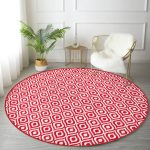 - RealHomes Dijital Baskılı Kaymaz Tabanlı Comfort Yuvarlak Halı - Realhomes  Özel Tasarım Kırmızı İkat Desenli Dijital Baskılı Bordo Salon ve Oturma Odası Yıkanabilir Kaymaz Tabanlı Yuvarlak Halı Realhomes