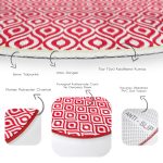 - RealHomes Dijital Baskılı Kaymaz Tabanlı Comfort Yuvarlak Halı - Realhomes  Özel Tasarım Kırmızı İkat Desenli Dijital Baskılı Bordo Salon ve Oturma Odası Yıkanabilir Kaymaz Tabanlı Yuvarlak Halı Realhomes