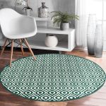 Özel Tasarım Koyu Yeşil İkat Desenli Dijital Baskılı Ofis Yıkanabilir Kaymaz Tabanlı Yuvarlak Halı Realhomes