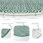 Özel Tasarım Koyu Yeşil İkat Desenli Dijital Baskılı Ofis Yıkanabilir Kaymaz Tabanlı Yuvarlak Halı Realhomes