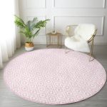 - RealHomes Dijital Baskılı Kaymaz Tabanlı Comfort Yuvarlak Halı - Realhomes  Özel Tasarım Pembe İkat Desenli Dijital Baskılı Salon ve Oturma Odası Yıkanabilir Kaymaz Tabanlı Yuvarlak Halı Realhomes