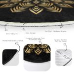 - RealHomes Dijital Baskılı Kaymaz Tabanlı Comfort Yuvarlak Halı - Realhomes  Siyah Zeminde Gold Mandala Motifli Salon ve Oturma Odası Yıkanabilir Kaymaz Tabanlı Yuvarlak Halı Realhomes