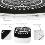 - RealHomes Dijital Baskılı Kaymaz Tabanlı Comfort Yuvarlak Halı - Realhomes  Siyah Beyaz Çiçek Desenli Mandala Motifli Salon ve Oturma Odası Yıkanabilir Kaymaz Tabanlı Yuvarlak Halı Realhomes