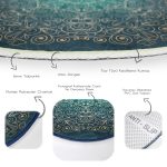 - RealHomes Dijital Baskılı Kaymaz Tabanlı Comfort Yuvarlak Halı - Realhomes Lacivert Desenli Gold Mandala Motifli Renkli Salon ve Oturma Odası Yıkanabilir Kaymaz Tabanlı Yuvarlak Halı Realhomes