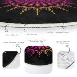 - RealHomes Dijital Baskılı Kaymaz Tabanlı Comfort Yuvarlak Halı - Realhomes  Siyah Zeminde Pembe Yeşil Mandala Motifli Renkli Salon ve Oturma Odası Yıkanabilir Kaymaz Tabanlı Yuvarlak Halı Realhomes