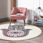 - RealHomes Dijital Baskılı Kaymaz Tabanlı Comfort Yuvarlak Halı - Realhomes  Fâtımâ'nın Eli Özel Tasarım Dijital Baskılı Modern Krem Salon ve Oturma Odası Yıkanabilir Kaymaz Tabanlı Yuvarlak Halı Realhomes