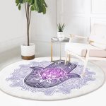 - RealHomes Dijital Baskılı Kaymaz Tabanlı Comfort Yuvarlak Halı - Realhomes  Mandala İçinde Fatma'nın Bereket Eli Motifli Pembe Salon ve Oturma Odası Yıkanabilir Kaymaz Tabanlı Yuvarlak Halı Realhomes