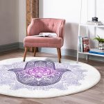 - RealHomes Dijital Baskılı Kaymaz Tabanlı Comfort Yuvarlak Halı - Realhomes  Mandala İçinde Fatma'nın Bereket Eli Motifli Pembe Salon ve Oturma Odası Yıkanabilir Kaymaz Tabanlı Yuvarlak Halı Realhomes