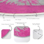 - RealHomes Dijital Baskılı Kaymaz Tabanlı Comfort Yuvarlak Halı - Realhomes  Realhomes Gri Zeminde Fuşya Ağaç Tasarımlı Pembe Salon ve Oturma Odası Yıkanabilir Kaymaz Tabanlı Yuvarlak Halı Realhomes