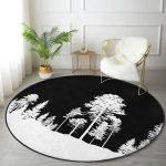 - RealHomes Dijital Baskılı Kaymaz Tabanlı Comfort Yuvarlak Halı - Realhomes Realhomes Siyah Zeminde Ağaç Tasarımlı Salon ve Oturma Odası Yıkanabilir Kaymaz Tabanlı Yuvarlak Halı Realhomes