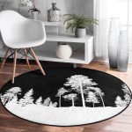 - RealHomes Dijital Baskılı Kaymaz Tabanlı Comfort Yuvarlak Halı - Realhomes Realhomes Siyah Zeminde Ağaç Tasarımlı Salon ve Oturma Odası Yıkanabilir Kaymaz Tabanlı Yuvarlak Halı Realhomes