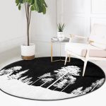 - RealHomes Dijital Baskılı Kaymaz Tabanlı Comfort Yuvarlak Halı - Realhomes Realhomes Siyah Zeminde Ağaç Tasarımlı Salon ve Oturma Odası Yıkanabilir Kaymaz Tabanlı Yuvarlak Halı Realhomes