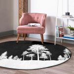 - RealHomes Dijital Baskılı Kaymaz Tabanlı Comfort Yuvarlak Halı - Realhomes Realhomes Siyah Zeminde Ağaç Tasarımlı Salon ve Oturma Odası Yıkanabilir Kaymaz Tabanlı Yuvarlak Halı Realhomes