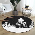 - RealHomes Dijital Baskılı Kaymaz Tabanlı Comfort Yuvarlak Halı - Realhomes Realhomes Siyah Zeminde Ağaç Tasarımlı Salon ve Oturma Odası Yıkanabilir Kaymaz Tabanlı Yuvarlak Halı Realhomes