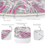 - RealHomes Dijital Baskılı Kaymaz Tabanlı Comfort Yuvarlak Halı - Realhomes  Gri Zeminde Fuşya Ve Beyaz Çiçek Tasarımlı Salon ve Oturma Odası Yıkanabilir Kaymaz Tabanlı Yuvarlak Halı Realhomes