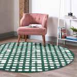 - RealHomes Dijital Baskılı Kaymaz Tabanlı Comfort Yuvarlak Halı - Realhomes  Realhomes Koyu Yeşil Geometrik Kare Motifli Ofis Yıkanabilir Kaymaz Tabanlı Yuvarlak Kadife Halı Realhomes