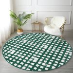 - RealHomes Dijital Baskılı Kaymaz Tabanlı Comfort Yuvarlak Halı - Realhomes  Realhomes Koyu Yeşil Geometrik Kare Motifli Ofis Yıkanabilir Kaymaz Tabanlı Yuvarlak Kadife Halı Realhomes
