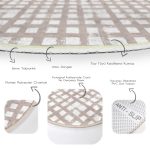 - RealHomes Dijital Baskılı Kaymaz Tabanlı Comfort Yuvarlak Halı - Realhomes  Realhomes Vizon Zeminde Geometrik Kare Motifli Krem Ofis Yıkanabilir Kaymaz Tabanlı Yuvarlak Kadife Halı Realhomes