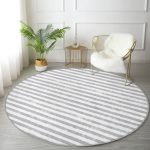 - RealHomes Dijital Baskılı Kaymaz Tabanlı Comfort Yuvarlak Halı - Realhomes Realhomes Dijital Baskılı Gri Çizgili Motifli Modern Ofis Yıkanabilir Kaymaz Tabanlı Yuvarlak Kadife Halı Realhomes