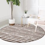 - RealHomes Dijital Baskılı Kaymaz Tabanlı Comfort Yuvarlak Halı - Realhomes Realhomes Kahve Çizgili Motifli Modern Kahverengi Ofis Yıkanabilir Kaymaz Tabanlı Yuvarlak Kadife Halı Realhomes