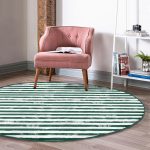 - RealHomes Dijital Baskılı Kaymaz Tabanlı Comfort Yuvarlak Halı - Realhomes Realhomes Koyu Yeşil Çizgili Motifli Modern Ofis Yıkanabilir Kaymaz Tabanlı Yuvarlak Kadife Halı Realhomes