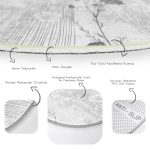 - RealHomes Dijital Baskılı Kaymaz Tabanlı Comfort Yuvarlak Halı - Realhomes Karakalem Çizimli Çiçek Tasarım Dijital Baskılı Modern Gri Mutfak Yıkanabilir Kaymaz Tabanlı Yuvarlak Halı Realhomes