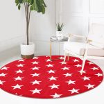 - RealHomes Dijital Baskılı Kaymaz Tabanlı Comfort Yuvarlak Halı - Realhomes Modern Yıldız Desenli Dijital Baskılı Bordo Koridor ve Antre Yıkanabilir Kaymaz Tabanlı Yuvarlak Halı Realhomes