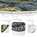 - RealHomes Dijital Baskılı Kaymaz Tabanlı Comfort Yuvarlak Halı - Realhomes Siyah Zeminde Renkli Yaprak Motifli Özel Tasarım Salon ve Oturma Odası Yıkanabilir Kaymaz Tabanlı Yuvarlak Halı Realhomes