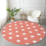 - RealHomes Dijital Baskılı Kaymaz Tabanlı Comfort Yuvarlak Halı - Realhomes  Modern Yıldız Desenli Dijital Baskılı Turuncu Koridor ve Antre Yıkanabilir Kaymaz Tabanlı Yuvarlak Halı Realhomes