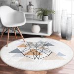 - RealHomes Dijital Baskılı Kaymaz Tabanlı Comfort Yuvarlak Halı - Realhomes  Geometrik Çizimlerden Oluşan Baykuş Motifli Özel Tasarım Renkli Ofis Yıkanabilir Kaymaz Tabanlı Yuvarlak Halı Realhomes