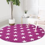 - RealHomes Dijital Baskılı Kaymaz Tabanlı Comfort Yuvarlak Halı - Realhomes  Modern Yıldız Desenli Dijital Baskılı Bordo Koridor ve Antre Yıkanabilir Kaymaz Tabanlı Yuvarlak Halı Realhomes