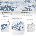 - RealHomes Dijital Baskılı Kaymaz Tabanlı Comfort Yuvarlak Halı - Realhomes  Beyaz Zeminde Mavi Kristal Ve Yıldız Motifli Özel Tasarım Modern Lacivert Mutfak Yıkanabilir Kaymaz Tabanlı Yuvarlak Halı Realhomes