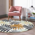 - RealHomes Dijital Baskılı Kaymaz Tabanlı Comfort Yuvarlak Halı - Realhomes  Realhomes Kahverengi Ve Gri Yaprak Desenli Renkli Outdoor Yıkanabilir Kaymaz Tabanlı Yuvarlak Kadife Halı Realhomes