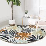 - RealHomes Dijital Baskılı Kaymaz Tabanlı Comfort Yuvarlak Halı - Realhomes  Realhomes Kahverengi Ve Gri Yaprak Desenli Renkli Outdoor Yıkanabilir Kaymaz Tabanlı Yuvarlak Kadife Halı Realhomes