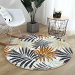 - RealHomes Dijital Baskılı Kaymaz Tabanlı Comfort Yuvarlak Halı - Realhomes  Realhomes Kahverengi Ve Gri Yaprak Desenli Renkli Outdoor Yıkanabilir Kaymaz Tabanlı Yuvarlak Kadife Halı Realhomes