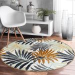 - RealHomes Dijital Baskılı Kaymaz Tabanlı Comfort Yuvarlak Halı - Realhomes  Realhomes Kahverengi Ve Gri Yaprak Desenli Renkli Outdoor Yıkanabilir Kaymaz Tabanlı Yuvarlak Kadife Halı Realhomes