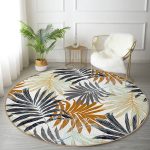 - RealHomes Dijital Baskılı Kaymaz Tabanlı Comfort Yuvarlak Halı - Realhomes  Realhomes Kahverengi Ve Gri Yaprak Desenli Renkli Outdoor Yıkanabilir Kaymaz Tabanlı Yuvarlak Kadife Halı Realhomes