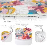 - RealHomes Dijital Baskılı Kaymaz Tabanlı Comfort Yuvarlak Halı - Realhomes Geometrik Soyut Desenli Rengarenk Yaprak Motifli Renkli Banyo Yıkanabilir Kaymaz Tabanlı Yuvarlak Halı Realhomes