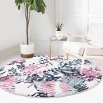 - RealHomes Dijital Baskılı Kaymaz Tabanlı Comfort Yuvarlak Halı - Realhomes  Realhomes Sulu Boya Yaprak Motifli Dijital Baskılı Pembe Mutfak Yıkanabilir Kaymaz Tabanlı Yuvarlak Halı Realhomes