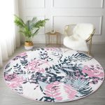 - RealHomes Dijital Baskılı Kaymaz Tabanlı Comfort Yuvarlak Halı - Realhomes  Realhomes Sulu Boya Yaprak Motifli Dijital Baskılı Pembe Mutfak Yıkanabilir Kaymaz Tabanlı Yuvarlak Halı Realhomes