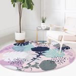 - RealHomes Dijital Baskılı Kaymaz Tabanlı Comfort Yuvarlak Halı - Realhomes  Realhomes Tropik Yaprak Motifli Dijital Baskılı Pembe Salon ve Oturma Odası Yıkanabilir Kaymaz Tabanlı Yuvarlak Halı Realhomes