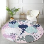 - RealHomes Dijital Baskılı Kaymaz Tabanlı Comfort Yuvarlak Halı - Realhomes  Realhomes Tropik Yaprak Motifli Dijital Baskılı Pembe Salon ve Oturma Odası Yıkanabilir Kaymaz Tabanlı Yuvarlak Halı Realhomes