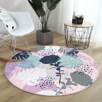 - RealHomes Dijital Baskılı Kaymaz Tabanlı Comfort Yuvarlak Halı - Realhomes  Realhomes Tropik Yaprak Motifli Dijital Baskılı Pembe Salon ve Oturma Odası Yıkanabilir Kaymaz Tabanlı Yuvarlak Halı Realhomes