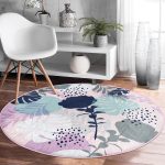 - RealHomes Dijital Baskılı Kaymaz Tabanlı Comfort Yuvarlak Halı - Realhomes  Realhomes Tropik Yaprak Motifli Dijital Baskılı Pembe Salon ve Oturma Odası Yıkanabilir Kaymaz Tabanlı Yuvarlak Halı Realhomes