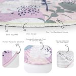 - RealHomes Dijital Baskılı Kaymaz Tabanlı Comfort Yuvarlak Halı - Realhomes  Realhomes Tropik Yaprak Motifli Dijital Baskılı Pembe Salon ve Oturma Odası Yıkanabilir Kaymaz Tabanlı Yuvarlak Halı Realhomes