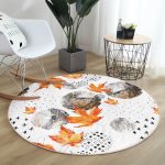 - RealHomes Dijital Baskılı Kaymaz Tabanlı Comfort Yuvarlak Halı - Realhomes  Mermer Desen Ve Kuru Yaprak Motifli Renkli Salon ve Oturma Odası Yıkanabilir Kaymaz Tabanlı Yuvarlak Halı Realhomes